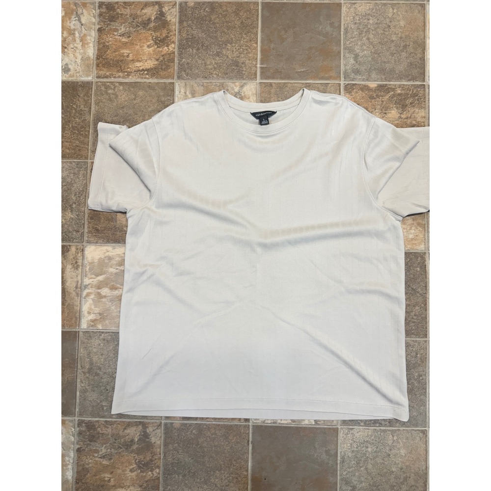 Croft & Barrow Mens Large Gray Textured Vertical Stripe‎ Crew Neck T-Shirt L